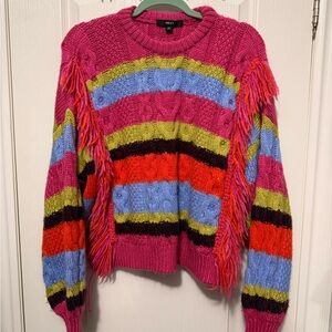 Next Direct Colorful Striped Sweater with Fringe